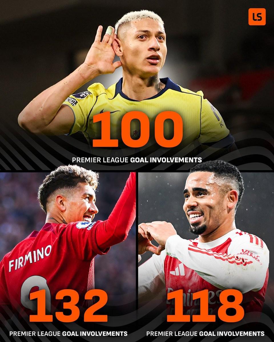 开云百家乐-里沙利松英超生涯已参与100球，成巴西球员第三人